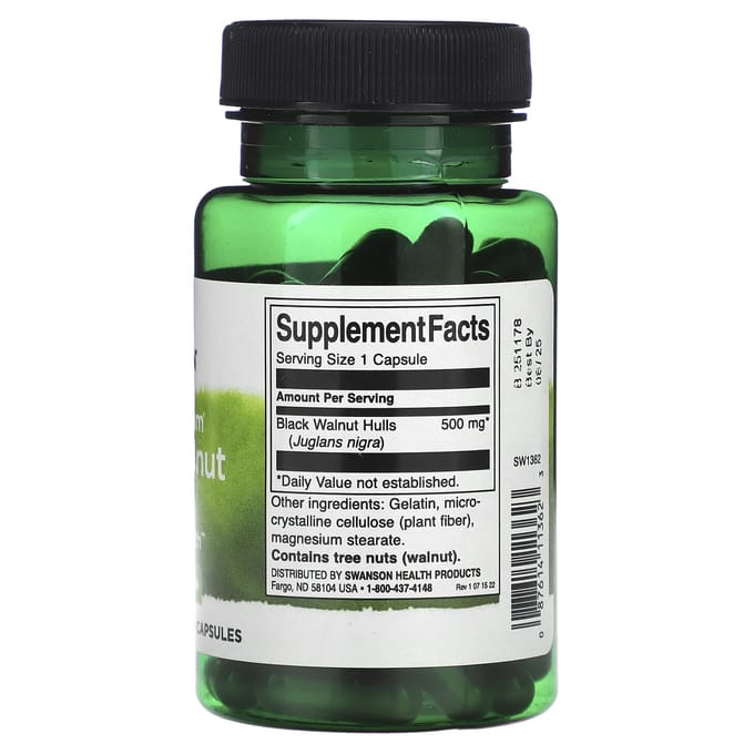 Volledig Spectrum Zwarte Walnootschil, 500 mg, 60 capsules