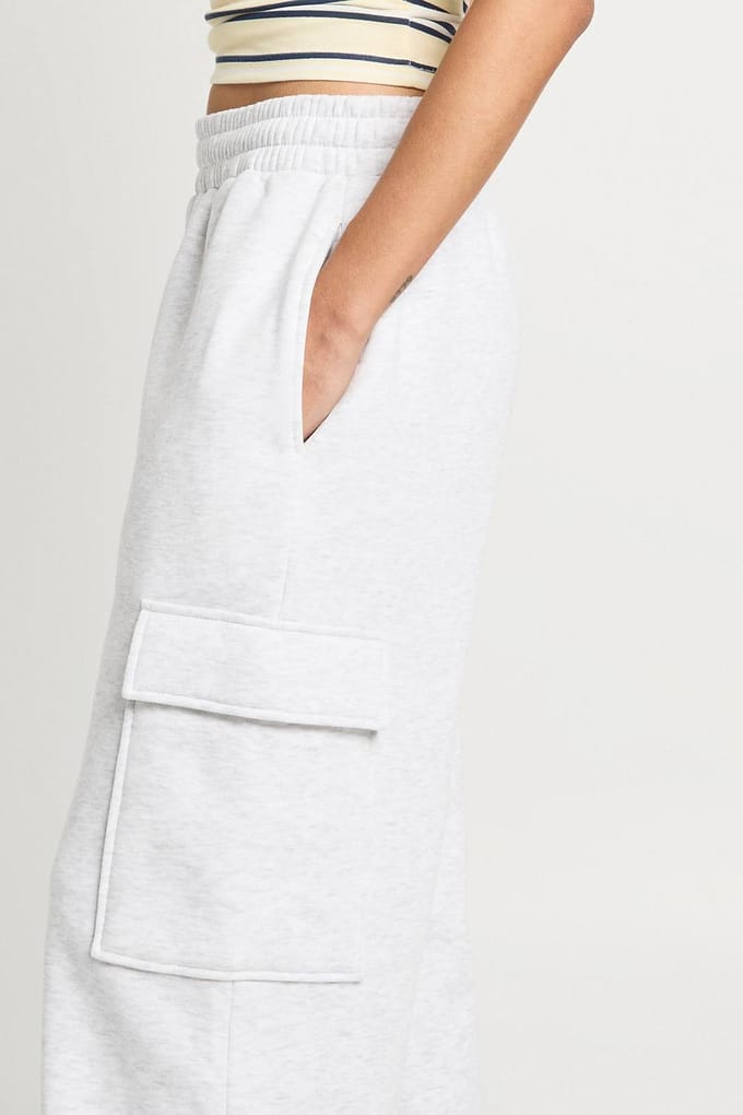 boohoo Dames Cargo-jogger met wijde pijpen | Ash Grey | Maat: Large