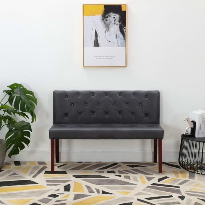 vidaXL - Bankje - 120 - cm - kunstsuède - grijs