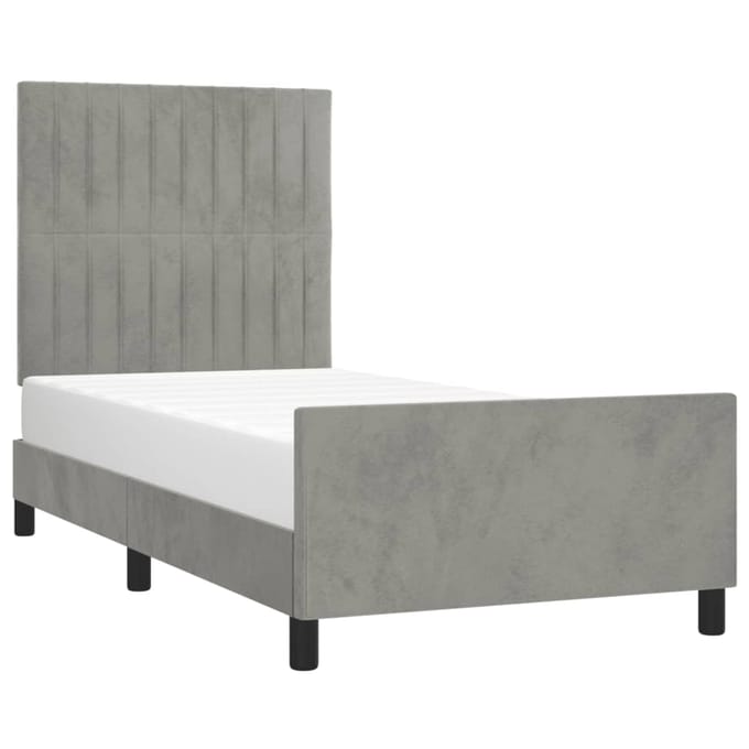 vidaXL - Bedframe - zonder - matras - 90x200 - cm - fluweel - lichtgrijs