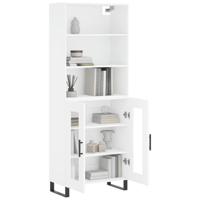 vidaXL - Hoge - kast - 69,5x34x180 - cm - bewerkt - hout - wit