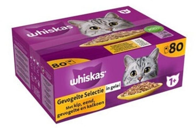 Whiskas 1+ Gevogelte Selectie in gelei - 80 x 85 g