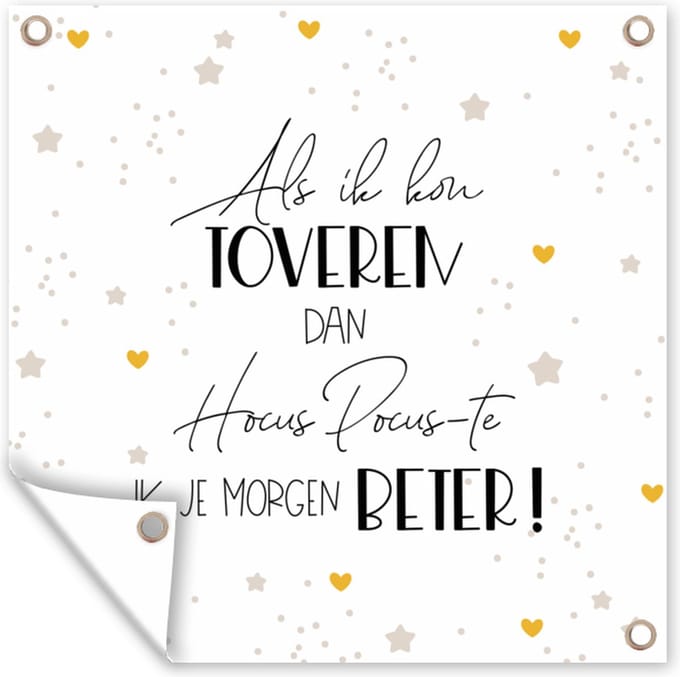 Tuindoek Get well soon - Quote - Hart - Hocus pocus - 100x100 cm