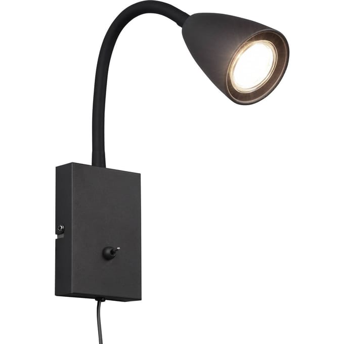 Trio Lighting Wandlamp Wanda met stekker, mat zwart