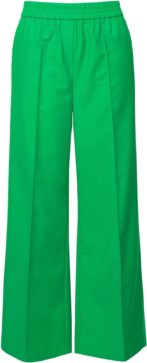 Studio Untold - Dames - Broek wide legs zijsplitten elastische tailleband - Groen - Maat 42+
