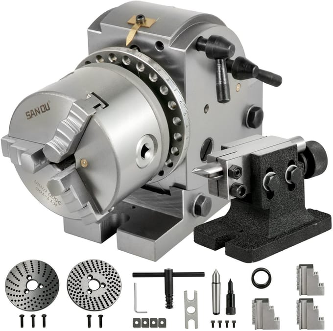 VEVOR 4" Verdeelkop Ronde Tafel Verdeelkop Ø100mm Horizontale Verticale Freesmachine Bs-0