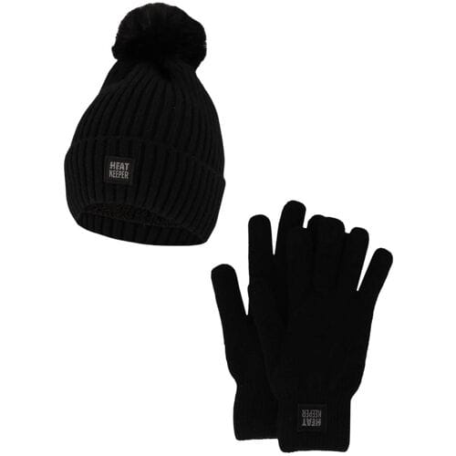 Heatkeeper Dames Winter Thermo Set - Muts + Handschoenen - Zwart - One Size
