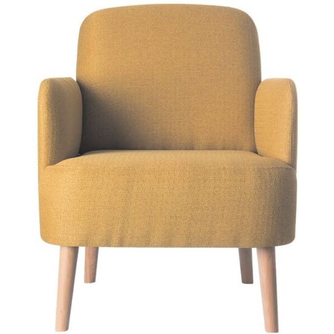 Fauteuil Paperflow Brooks - massief hout - retro design - gestoffeerd - polyester hoes - saffraan