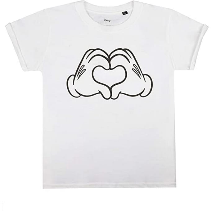 Disney Meisjes Love Hands Mickey Mouse T-shirt (Wit)