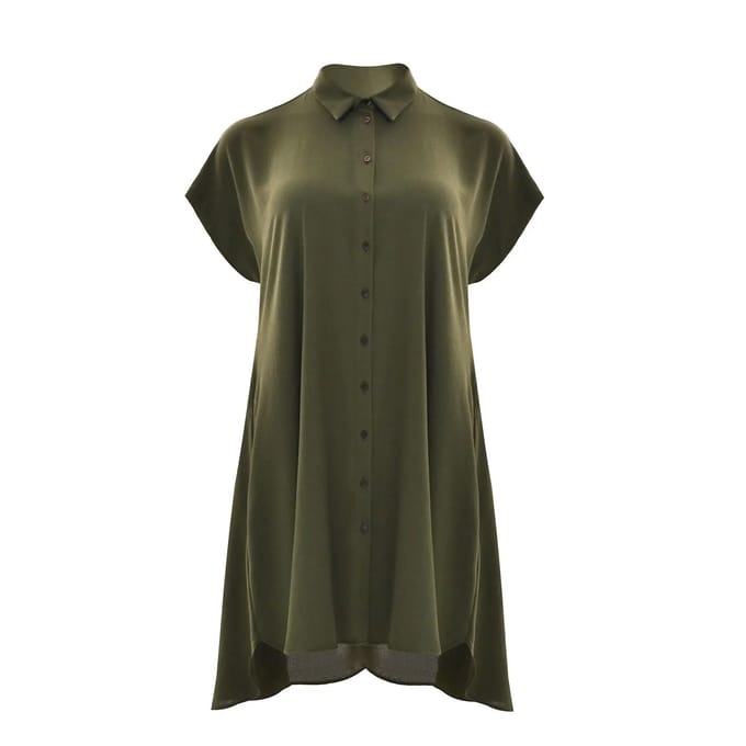 Midi Chemise Jurk in Crêpe Dames Mat Fashion