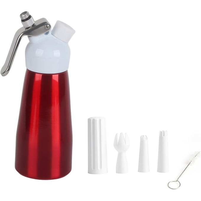 250 ml Draagbare Rode Aluminium Slagroom Dessertboter Dispenser Klopper Schuimmaker white
