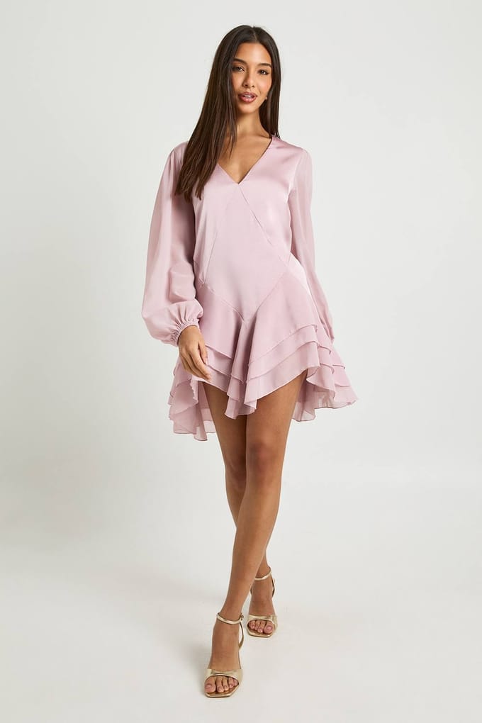 boohoo Dames Chiffon Mix met panelen smockjurk | Pink | Maat: 8