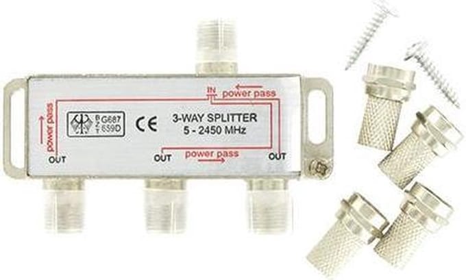 Kopp coax f-connector 3-weg verdeler 6,5mm metaal