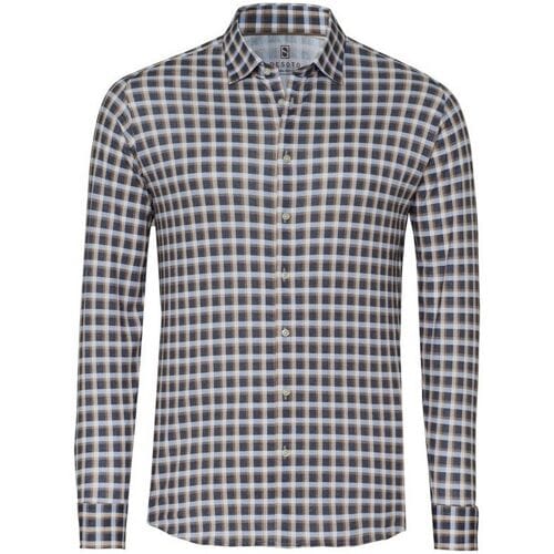 Desoto Overhemd Casual Kent Multi Check Beige-Blauw / male