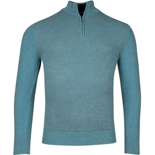Baileys Trui Half Zip Collar Structure Knit Three-Color Front Sky Blue Melange / male