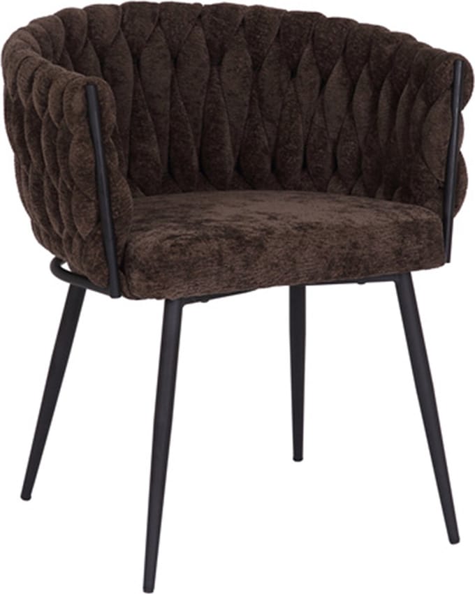 Bronx71® Eetkamerstoel River chenille bruin - stoel