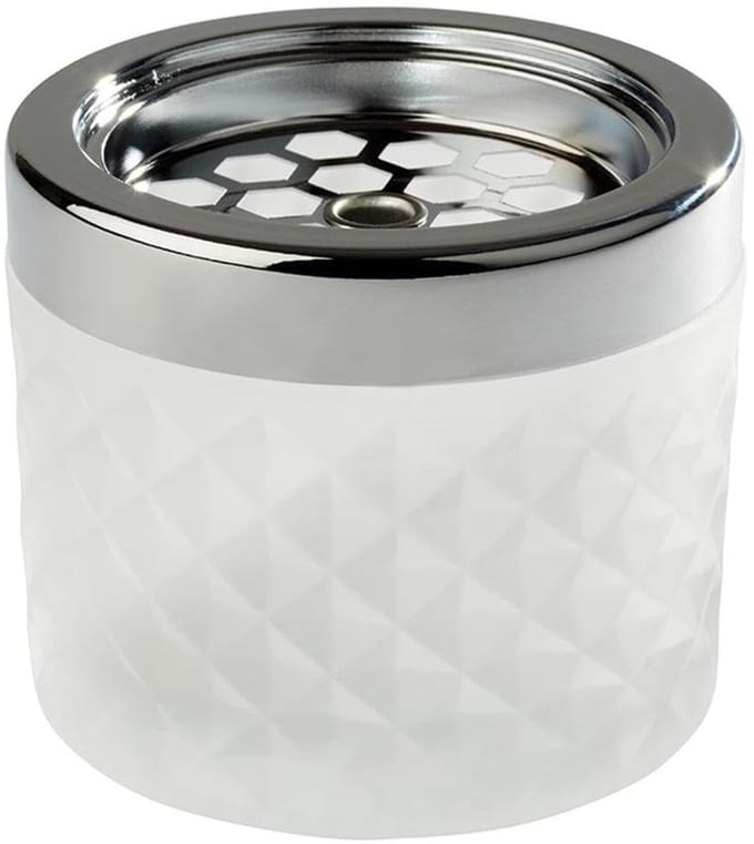 APS 585 Wind asbak - Verchroomd metaal en wit mat glas - Rond - Diameter 9,5 cm