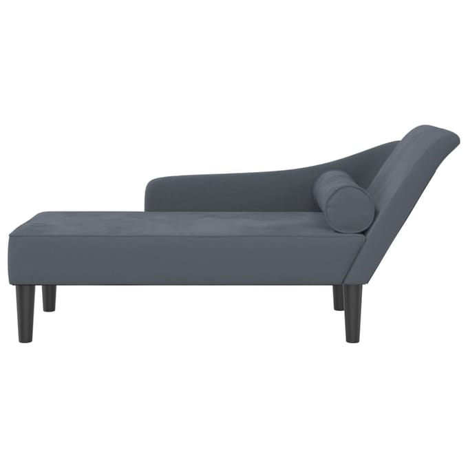 vidaXL - Chaise - longue - met - kussens - fluweel - donkergrijs