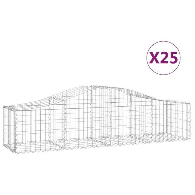 vidaXL - Schanskorven - 25 - st - gewelfd - 200x50x40/60 - cm - ijzer
