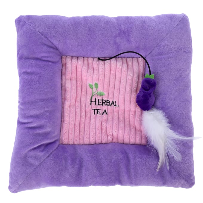 TIAKI knuffelkussen aubergine met kattenkruid