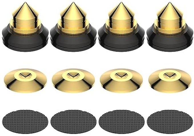 Absorberende luidsprekerspikes - 4 stuks hoogte verstelbaar voor trillingsdemping