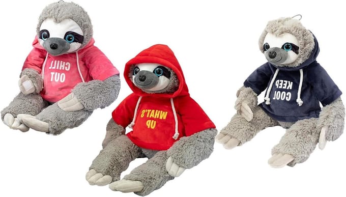 Pluche Luiaard - Knuffel Luiaard - Cadeau Geven - Met Opdruk - 45 cm - Multicolor