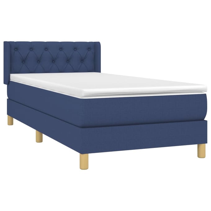 vidaXL - Boxspring - met - matras - stof - blauw - 80x200 - cm