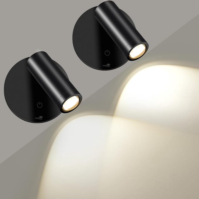 Draaibare LED Wandspots Draadloos met Afstandsbediening en Timer, Warm tot Koel Wit Licht, Set van 2