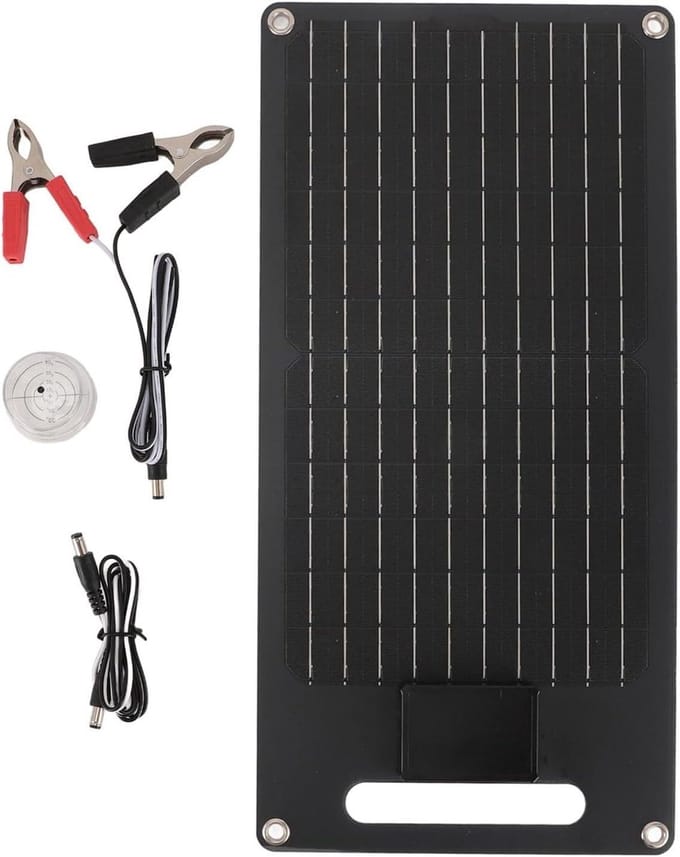 Zonnepaneel Kit - Acculader Set - Off-grid Stroom - Dubbele USB Poorten - 50W Vermogen - Zwart