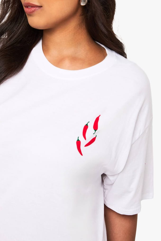 boohoo Dames Plus Pikante Margarita Oversized T-shirt | Wit | Maat: 46