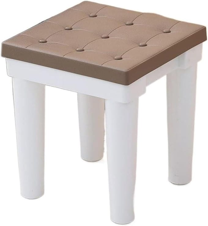 Douchekruk Plastic - Badstoel Zithulp - Veilig Douchen - Antislip Zitting - 27x27x30cm - Bruin