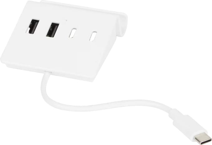 Lab31 USB Hub - Voorzien van USB C & USB A Poorten - Wit - Smartphone Houder