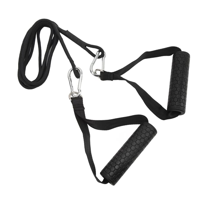 Corde de traction triceps Attachments de machine à câble de gym Sangle longue pour triceps avec 2 poignées pour Multi black