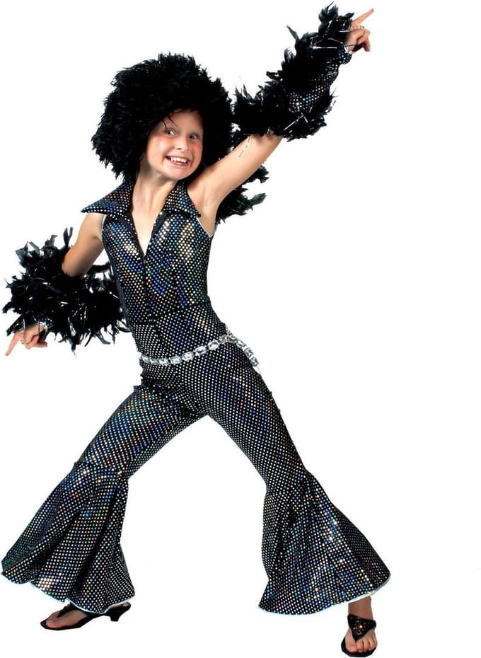 Verkleedpak disco glitter meisje Boogie Jumpsuit 128