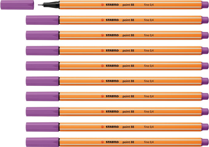 STABILO point 88 - Premium Fineliner - Fine 0,4 mm – Pruim Paars– Doos 10 stuks
