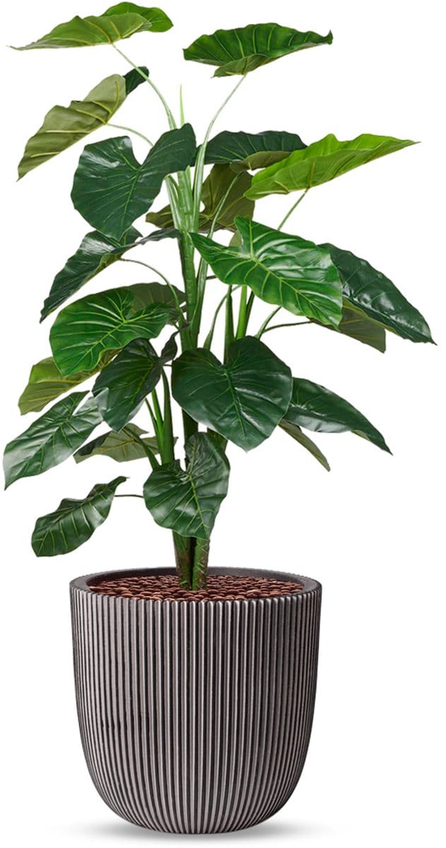 Kunstplant Philodendron in Planter Ball groove antraciet H130 cm
