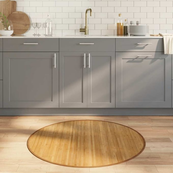 vidaXL - Vloerkleed - rond - 100 - cm - bamboe - naturel