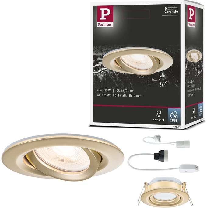 Inbouwlamp Nova Plus IP65 rond 93 mm 30° GU5,3 / GU10 max. 35W 230/12V dimbaar Goud mat