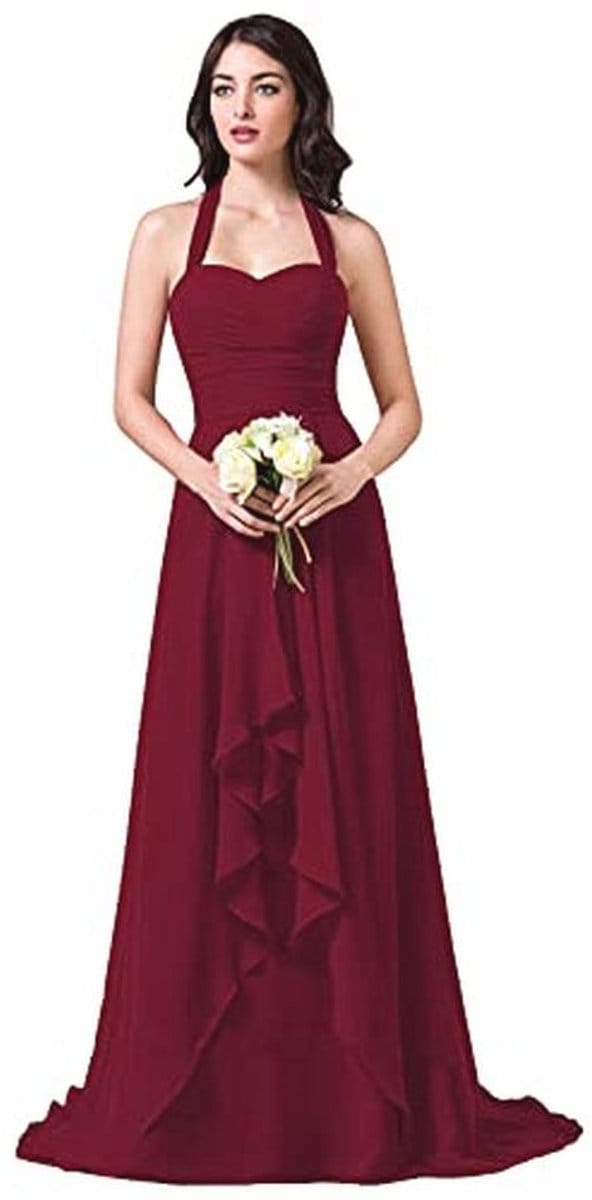 Chiffon Avondjurk Voor Dames met Halterhals - Formele en Feestelijke Gelegenheden