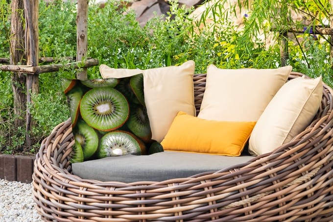 Tuinkussen - Kiwi - Fruit - Groen - 40x40 cm - Weerbestendig