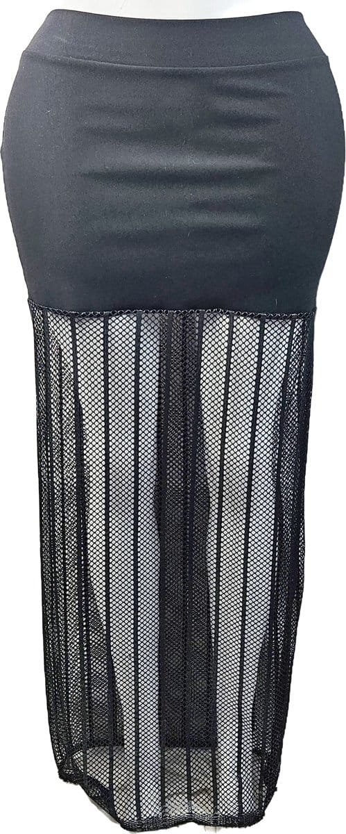 BamBella Rok Maat S/M - Doorzichtig lange rok kant mesh