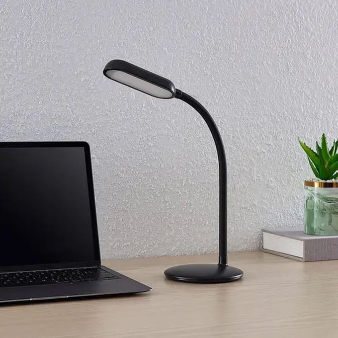 LED Bureaulamp Zwart - Dimbaar - Snoerloos - Kantelbaar - Verstelbaar - Oplaadbaar - USB-C - - Tafellamp - Warmwit