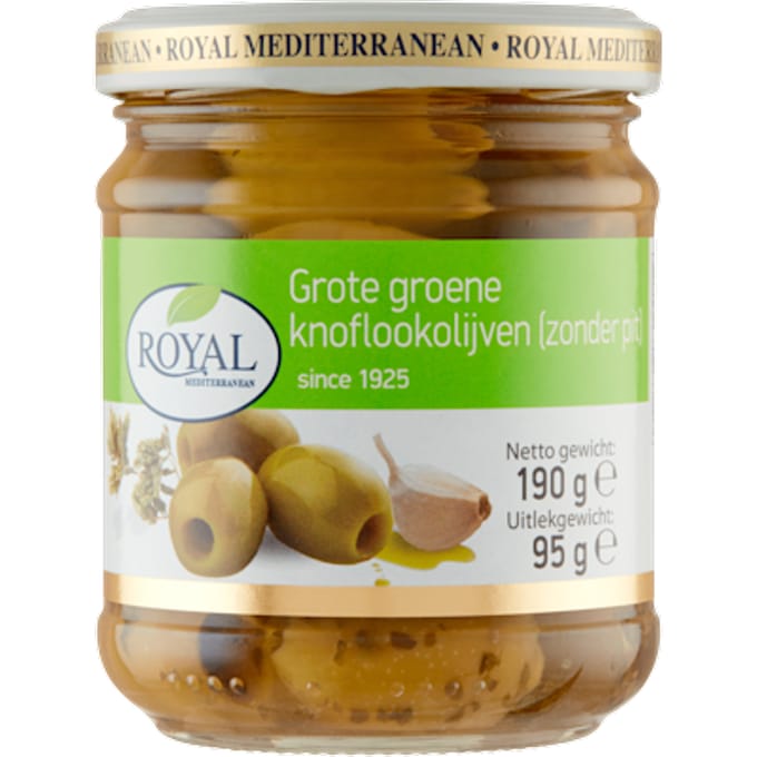 Groene knoflookolijven zonder pit
