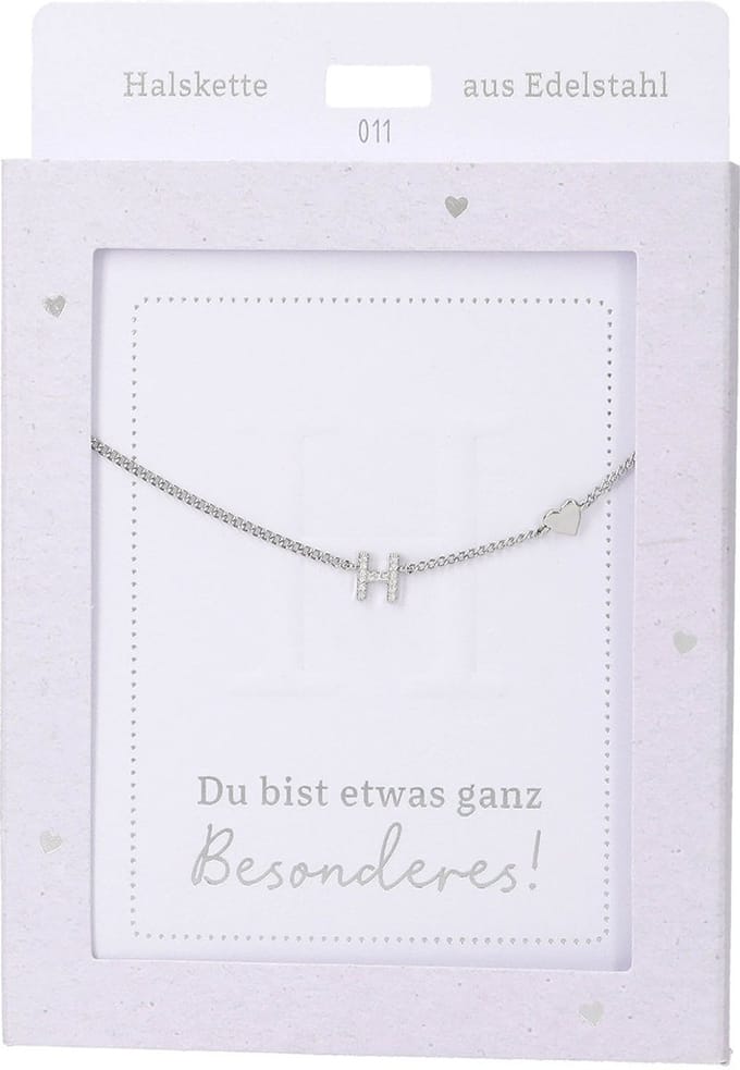 Depesche ketting zilver met letter H en hart hanger, verstelbaar.