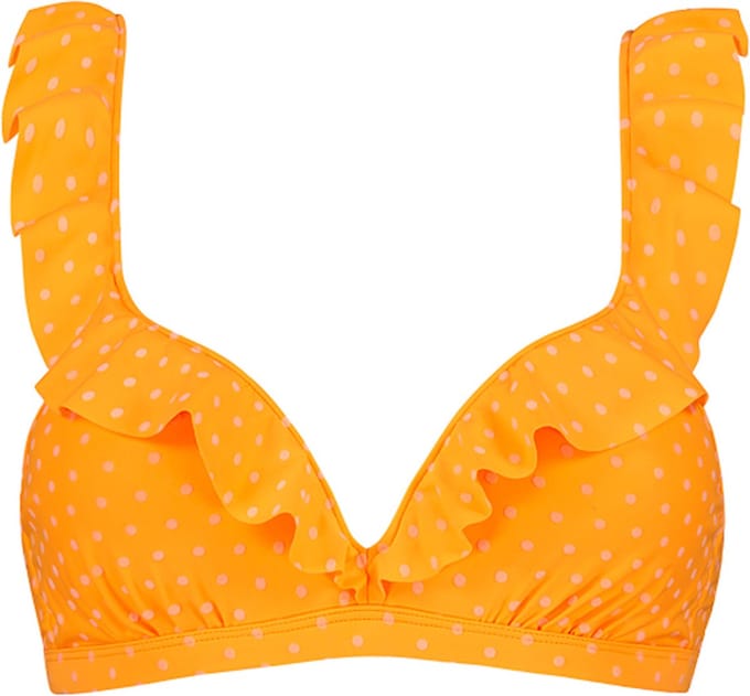Velvet Dot ruffle bikinitop - Oranje - Gestipt