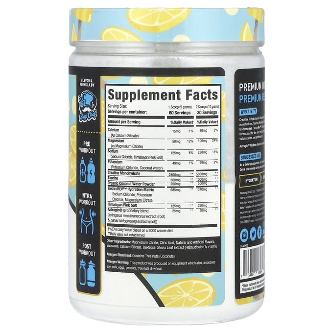 MuscleSport, Créatine + Hydratation, Glace Italienne Citron, 10,58 oz (300 grammes)
