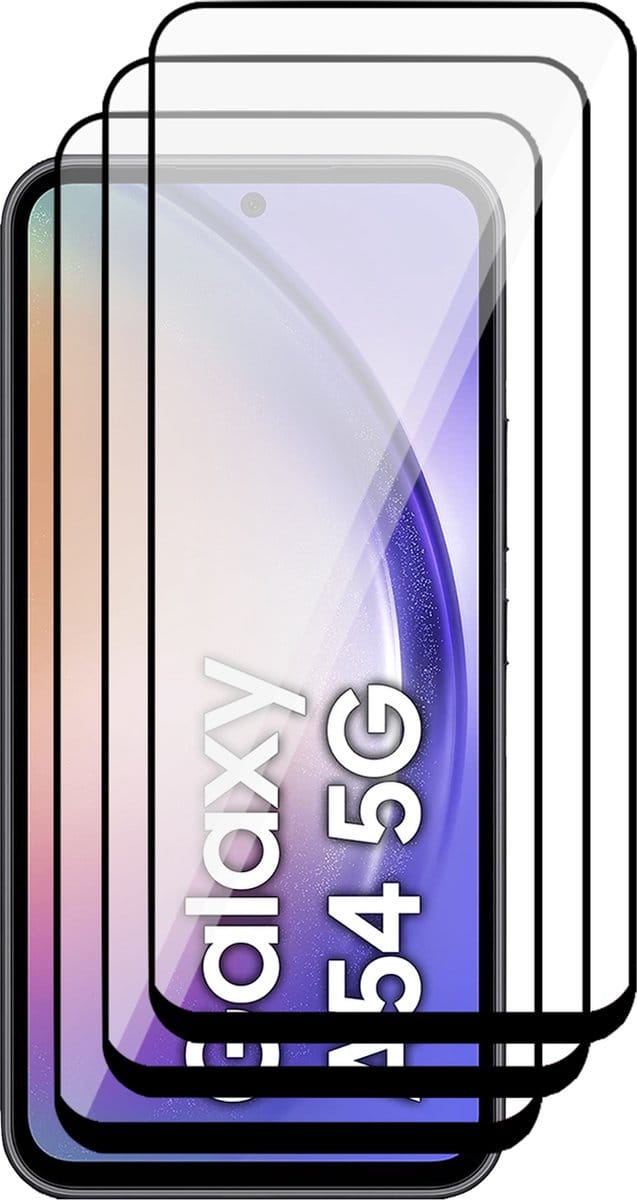 Screenprotector geschikt voor Samsung Galaxy A54 - 3x Gehard Glas Screen Protector FullGuard