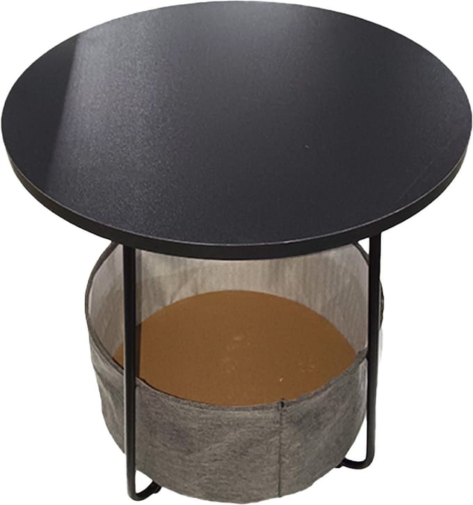 Bijzettafel - 45 cm - met mand - woonkamer - zwart-grijs