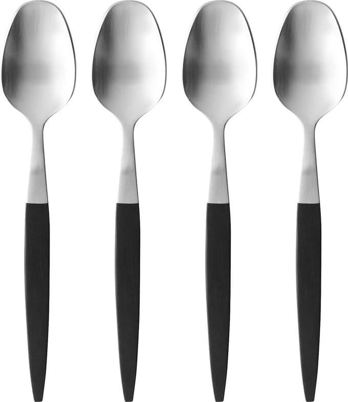 Gense Focus de Luxe Theelepel 13,2 cm 4 stuks Zwart/Mat staal