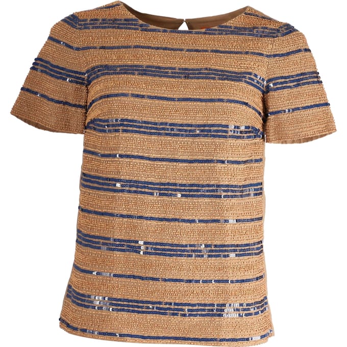 Top van Tory Burch met kralen en pailletten in beige katoen.